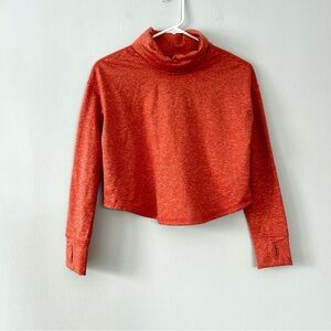 CozeCore Go-Dry Youth L 10-12 Cropped Turtleneck Top Orange Stretch Activewear